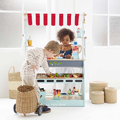 Le Toy Van - Tienda y Cafetería - Colección Honeybake | Juego imaginativo | Mercado reversible con ruedas | A partir de +3 años