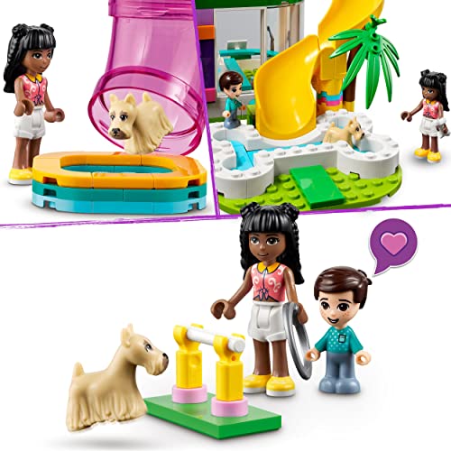 LEGO 41718 Friends Centro de Día para Mascotas Heartlake City, Set de Animales de Juguete con Perrito y 3 Mini Muñecas para Niños de 7 Años