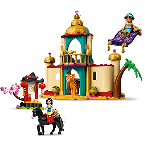 LEGO 43208 Disney Princesa Aventura de Jasmine y Mulán, Set de Juego con Mini Muñecas, Figuras de Caballo y Tigre de Juguete