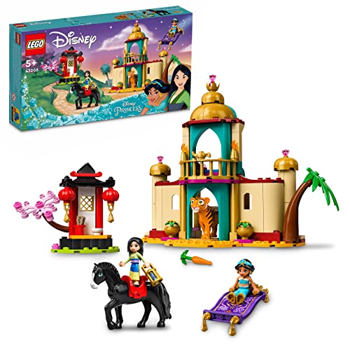 LEGO 43208 Disney Princesa Aventura de Jasmine y Mulán, Set de Juego con Mini Muñecas, Figuras de Caballo y Tigre de Juguete