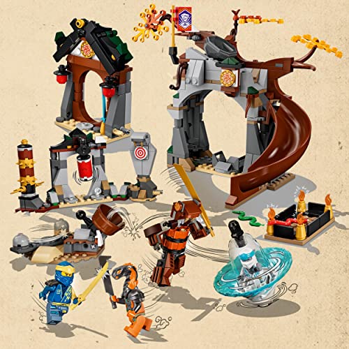 LEGO 71764 Ninjago Centro de Entrenamiento Ninja, Peonzas de Juguete para Niños, Mini Figuras Jay, Zane y Serpiente