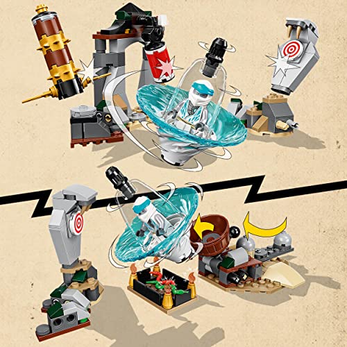 LEGO 71764 Ninjago Centro de Entrenamiento Ninja, Peonzas de Juguete para Niños, Mini Figuras Jay, Zane y Serpiente