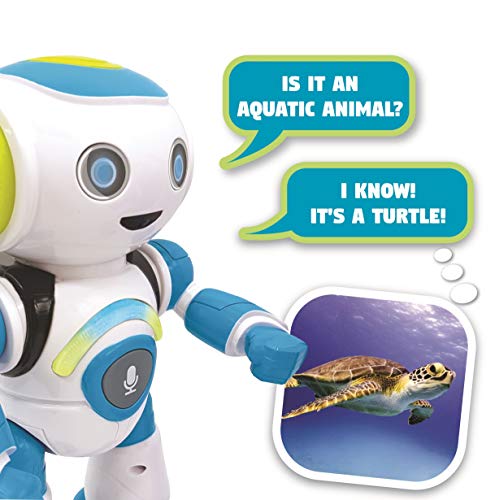 LEXIBOOK ROB20EN Powerman Jr. Smart Interactive Leads in The Mind-Toy para niños, Bailes de música, Examen Animal, programable con Stem y Mando a Distancia Boy Robot-Verde/Azul