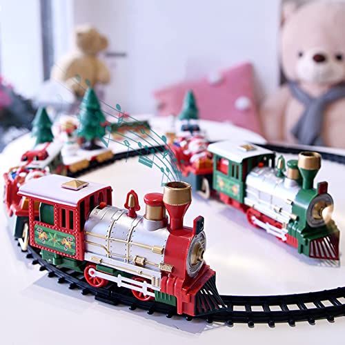 LICHENGTAI Juego de Trenes Navideños, Tren de Navidad de Plástico Juego de Decoración de Mini Tren Mini Tren Juguetes de Regalo para Niños Fiesta de Navidad Adorno de Tren