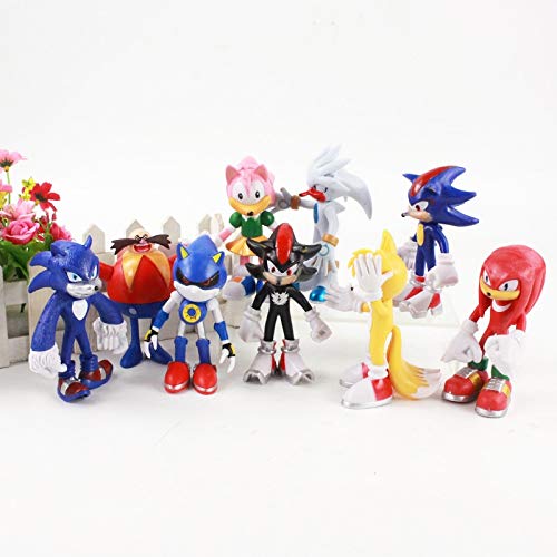 LINJIA Sonic toys 10-13cm 9pcs/lot Sonic Figure Boom Rare Dr Eggman PVC Modelo Juguete Sonic Shadow Tails Personajes Regalo para Niños