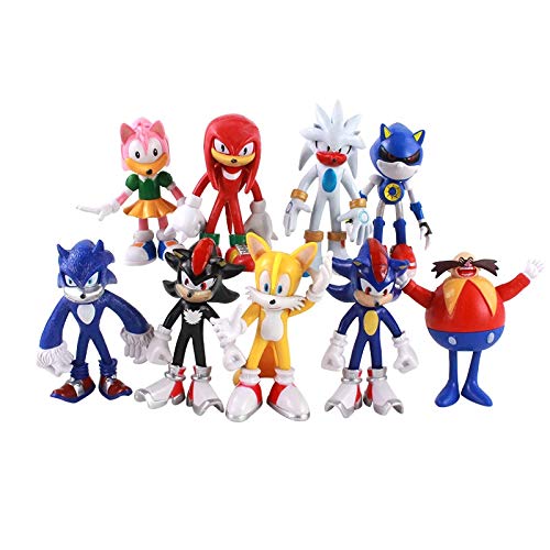 LINJIA Sonic toys 10-13cm 9pcs/lot Sonic Figure Boom Rare Dr Eggman PVC Modelo Juguete Sonic Shadow Tails Personajes Regalo para Niños