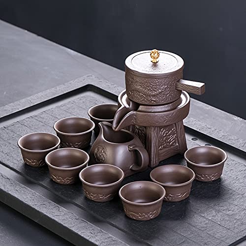LINOC Juego de té semiautomático de molienda de Piedra de Arcilla púrpura, Juego de té de Kung Fu   Creativo. Suministros creativos para la Ceremonia del té