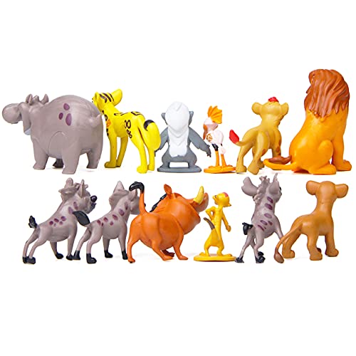 Lion King Mini Juego - Miotlsy 12 Piezas León Cake Topper Mini Juguetes Pastel Figuras Decoración Mini Juguetes Baby Shower Fiesta de Cumpleaños Decoración Suministros