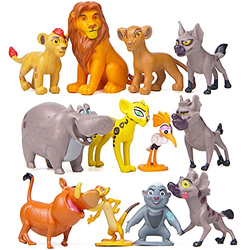 Lion King Mini Juego - Miotlsy 12 Piezas León Cake Topper Mini Juguetes Pastel Figuras Decoración Mini Juguetes Baby Shower Fiesta de Cumpleaños Decoración Suministros