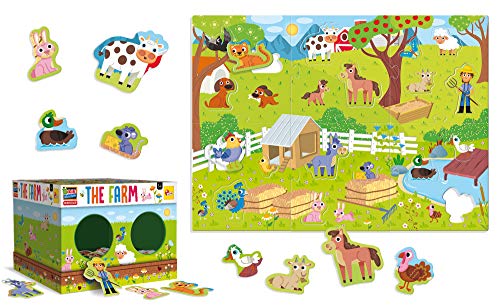 Lisciani Montessori - Mi granja - Juego educativo para niños a partir de 3 años - Caja tactil y maxi puzzle con los animales de la granja
