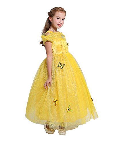 Lito Angels Disfraz de Princesa Belle para Bebe Niña, Vestido de Fiesta de Bella y la Bestia, Talla 18-24 meses, Amarillo