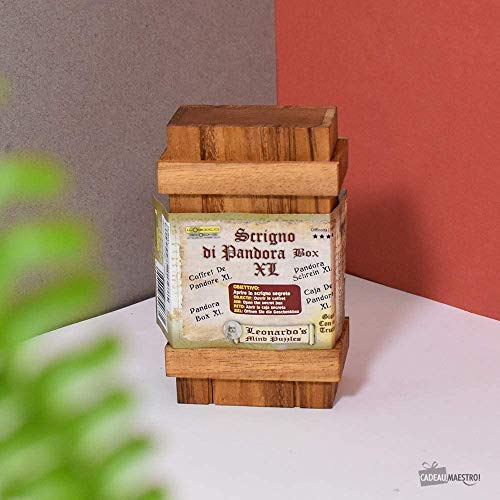 Logica Juegos Art. Caja de Pandora XL - Rompecabezas de Madera - Caja Secreta - Dificultad Difícil 3/6 - Colección Leonardo da Vinci