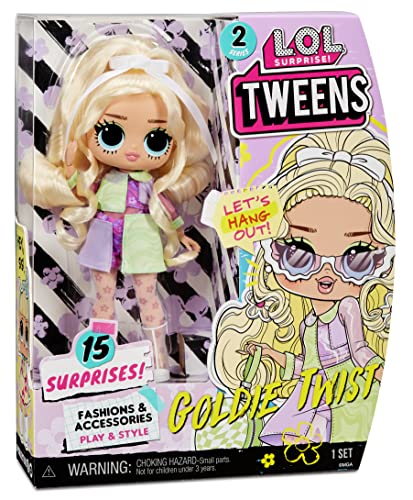 LOL Surprise Tweens Serie 2 Muñeca de Moda Goldie Twist - Muñeca de 15 cm con 15 sorpresas Que Incluyen Ropa, Accesorios, Soporte y más - para coleccionar - para niños a Partir de 3 años