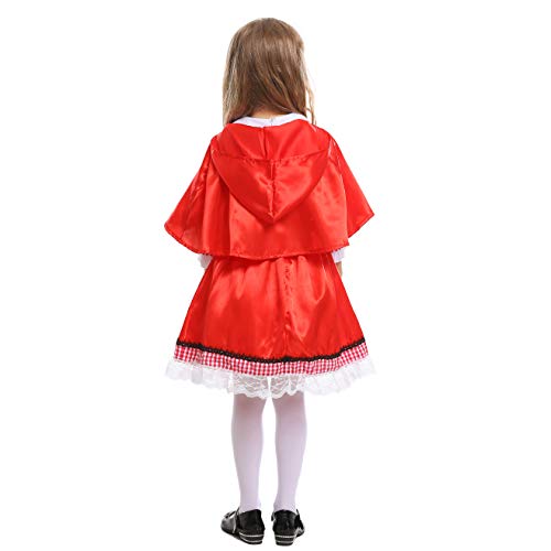 LOLANTA Disfraz de Caperucita Roja para niñas Disfraz de Cosplay de Halloween para niñas (4-5 años, rojo)