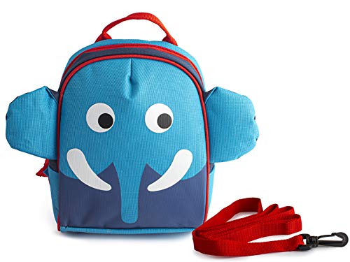 LULABI Mochila para bebés con correas ajustables, diseño de elefante, mochila infantil de animales, para niños, óptima para el jardín de infancia, escuela y viajes, dimensiones 21 x 11 x 26 cm, Azul