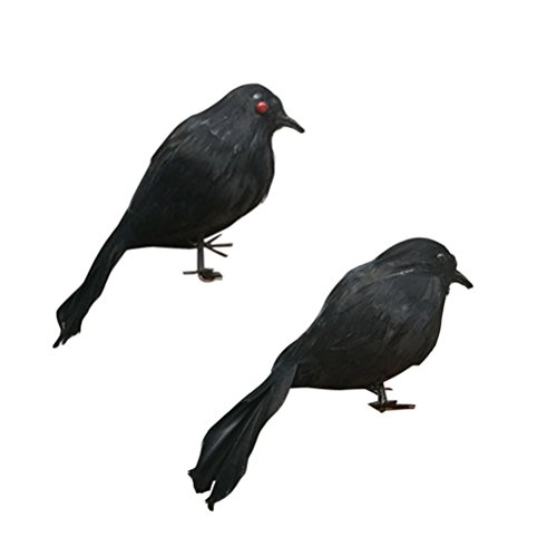 LUOEM Cuervo Realista de Halloween Cuervo realistas Que Buscan la decoración de Halloween Cuervos emplumados Negros Prop de Halloween Prop (Ojos Negros)