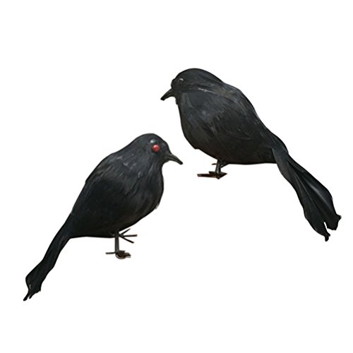 LUOEM Cuervo Realista de Halloween Cuervo realistas Que Buscan la decoración de Halloween Cuervos emplumados Negros Prop de Halloween Prop (Ojos Negros)