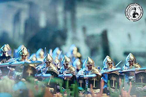 MAGMA BRICK Armadura de Fuerza Gondor Compatible con Legos, Casco con Equipo de Guerra (Color Plata)