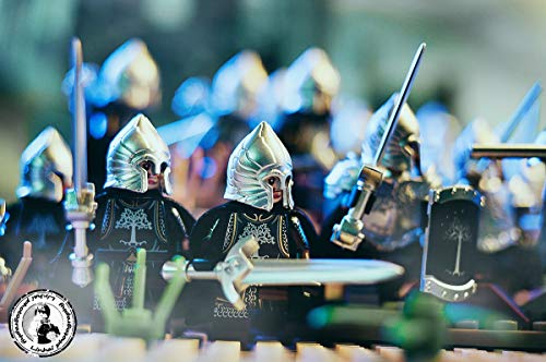 MAGMA BRICK Armadura de Fuerza Gondor Compatible con Legos, Casco con Equipo de Guerra (Color Plata)