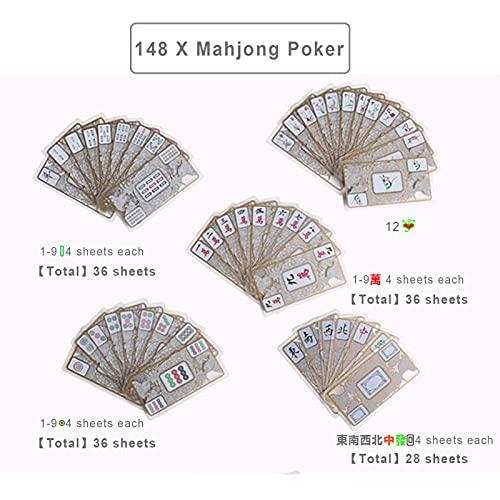 MAQIANFAA Mahjong Tiles Juego de cartas de juego de cristal Mahjong portátil Mahjong Poker Set impermeable juego de cartas para amantes y principiantes Mahjong