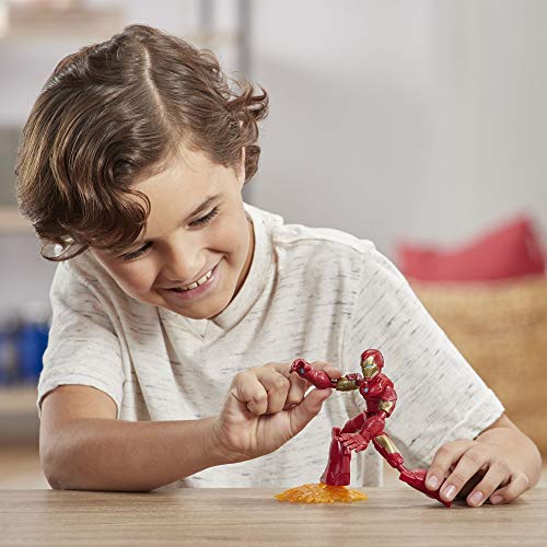 Marvel Avengers Bend and Flex - Figura Flexible de Iron Man de 15 cm con Accesorio - para niños de 4 años en adelante