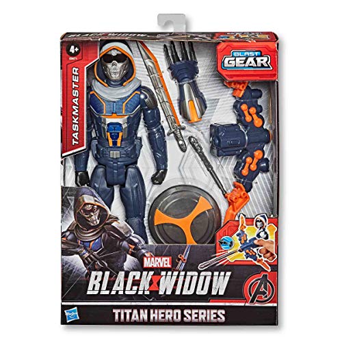 Marvel Black Widow Titan Hero Series Blast Gear Taskmaster - Figura de acción de 30 cm, con Lanzador y proyectiles, a Partir de 4 años
