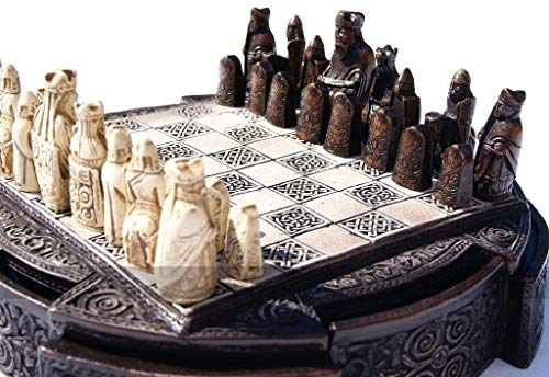 Masters Traditional Games Isle of Lewis Compact Chess Set - 9 Inches, Brown Cabinet