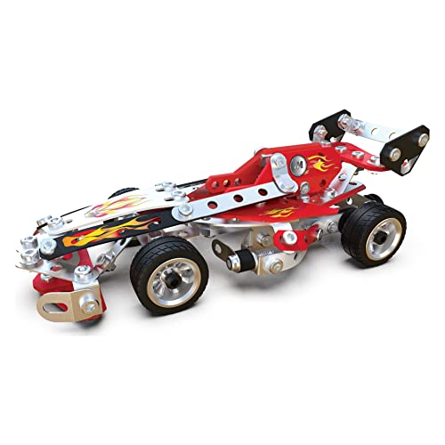 MECCANO Kit de construcción Modelo Stem de vehículos de Carreras 10 en 1 con 225 Piezas y Herramientas Reales, Juguetes para niños para niños de 8 años en adelante (6060104)