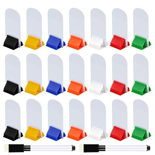 Meetory 45 marcadores de mesa de juego en blanco y 35 soportes de tarjetas de juego con 2 rotuladores negros, marcadores de juego de bricolaje con 7 soportes de tarjetas multicolor