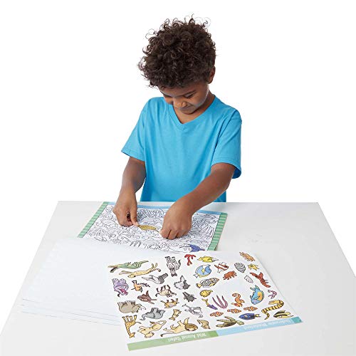Melissa and Doug - Busca y encuentra Tema Animales - Libro para jugar con pegatinas y para colorear | Libro de actividades para niños | 4+ años