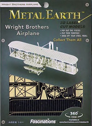 Metal Earth Puzzle 3D Avión Hermanos Wright. Rompecabezas De Metal De Aviación. Maquetas Para Construir Para Adultos Nivel Moderado De 10 X 5.1 X 2.1 Cm