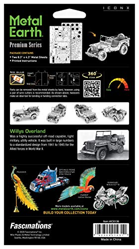 Metal Earth Puzzle 3D Coche Willys Overland. Rompecabezas De Metal De Vehículos. Maquetas Para Construir Para Adultos Nivel Desafiante De 9.65 X 3.81 X 4.06 Cm
