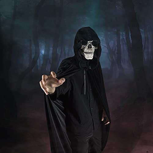 MiiDD Capa con Capucha Terciopelo Larga Disfraz ,Disfraces de Vampiro Halloween para Unisex Adulto Fiesta(Negro,L)