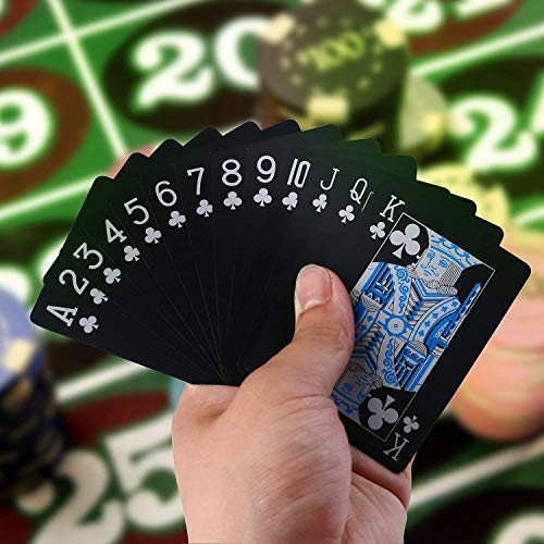 MINGZE 2 Piezas de Tarjetas de póquer a Prueba de Agua, Jugando a Las Cartas con plástico Flexible de PVC, Cartas de Truco clásico, niños y Adultos, tamaño estándar, Juegos de Azar de Casino