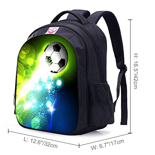Mochila de fútbol para niños, mochila de impresión de fútbol Cool Football Pattern School Bag