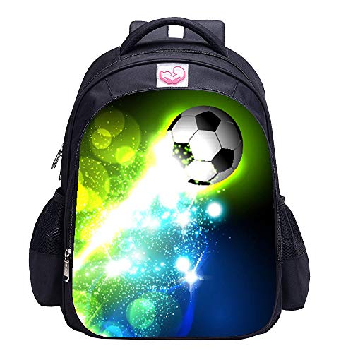Mochila de fútbol para niños, mochila de impresión de fútbol Cool Football Pattern School Bag