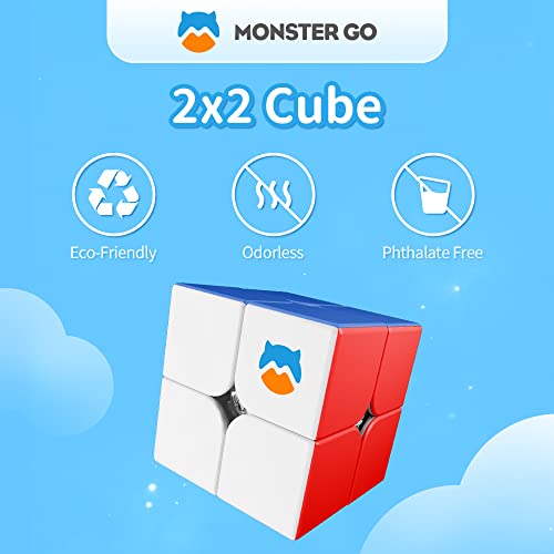 Monster Go 251, 2x2 Magic Speed Puzzle Cube Stickerless MG251 Mini Cube Puzzle Toy (Premium Package)