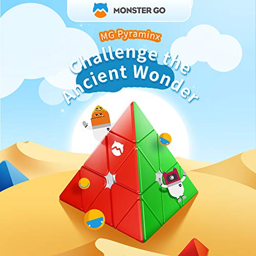 Monster Go Pyraminx Cubo, MG Cubo de Velocidad Pirámide Juguete Rompecabezas Triángulo Cubo Sin Pegatinas