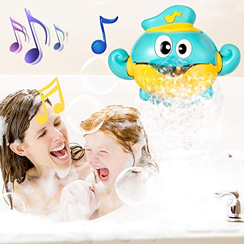 MOOKLIN ROAM Juguetes De Baño Pulpo, Juguetes para el Agua, Máquina de Burbujas Portatil Juguetes Reflejo con 12 Melodías Musicales para Bebé ucha de Niños Baño de Burbujas