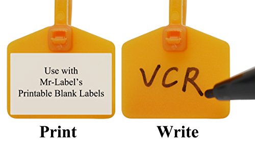 Mr-Label 110 mm cable con cierre de cremallera etiquetas marcador - escriba | autobloqueante, con etiquetas imprimibles gratuitas, para marcar y organizar los cables (100, Cinco colores surtidos)