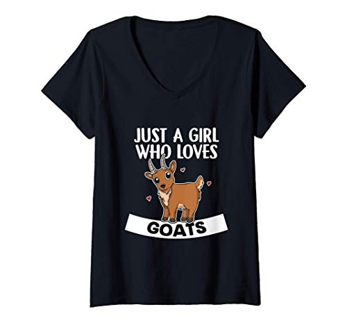 Mujer Just A Girl Who Loves Goats Granjero Disfraz De Cabra Camiseta Cuello V