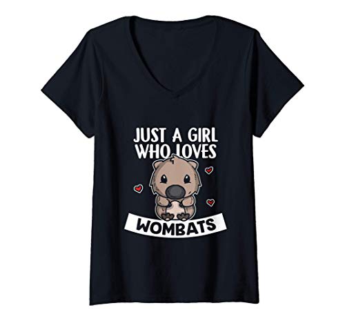Mujer Just A Girl Who Loves Wombats Divertido Disfraz De Wombat Camiseta Cuello V