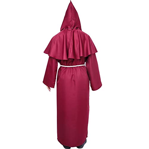 Myir JUN Disfraz de Monje Sacerdote Túnica Medieval Renacimiento Traje con Cruz para Halloween Carnaval (Rojo, XXL)