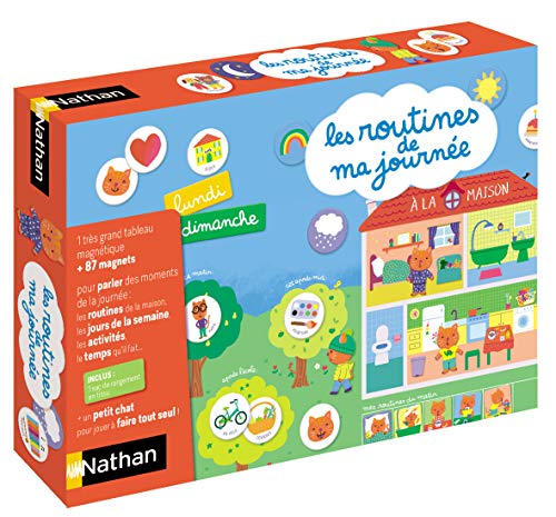 Nathan-Las rutinas Primer Calendario magnético para organizar el día de los niños a Partir de 3 años, Multicolor (Diset 31556)