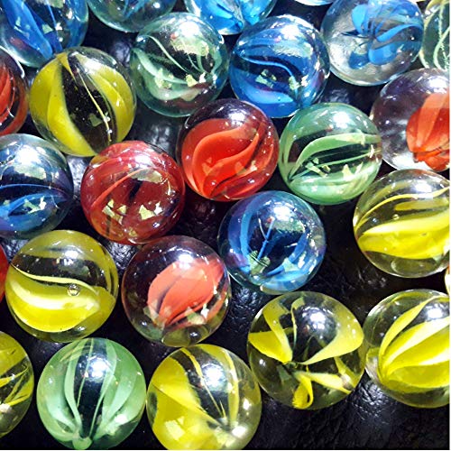 NEEZ Mármoles, Mármoles de Vidrio, Bolas de Cristal, Perlas de Vidrio con Dibujos de Colores para Niños 40/100/200/400 Piezas (Pack de 40 canicas)