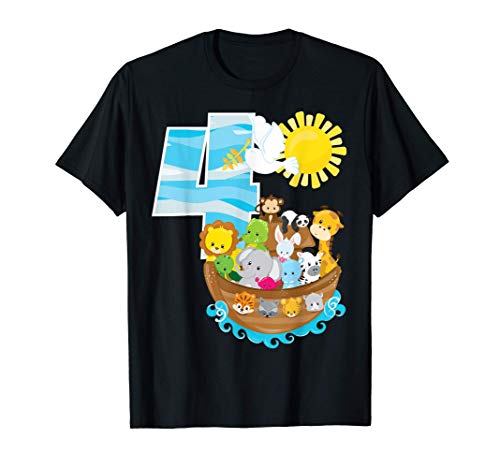Noah's Ark Birthday Party 4th Birthday 4 Year Old Toddler Camiseta