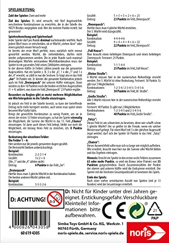 Noris 606194305 Knubbel Yatzy - Cuaderno de Resultados de Juego de Dados (versión en alemán)