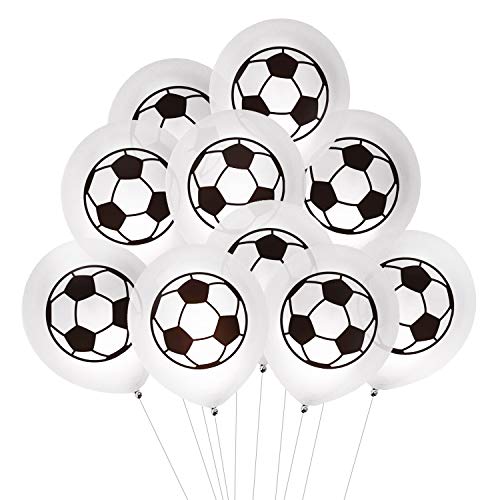 Oblique Unique® Globos de fútbol para niños, 10 unidades, para cumpleaños del mundial de la Copa del Mundo, decoración de fiestas, color blanco y negro