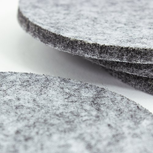 Oblique-Unique® Posavasos de fieltro redondo, pack de 4 unidades, para mesa y bar, posavasos de cristal de fieltro (blanco gris)