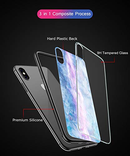 Oihxse Colorido Gradual Cristal Estilo Case Compatible con Xiaomi Mi 8 Lite Funda Vidrio Templado Trasera Carcasa Borde de Silicona Suave Protectora Ultra Fino Anti-arañazos